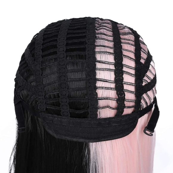 Split Dye  Half Pink and Black Cosplay Hair Wigs - Picture 4 of 4